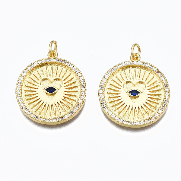 PandaHall Brass Micro Pave Cubic Zirconia Pendants, with Jump Rings, Nickel Free, Flat Round with Heart, Real 16K Gold Plated, 24x21.5x2mm..., Clear
PandaHall Brass Micro Pave Cubic Zirconia Pendants, with Jump Rings, Nickel Free, Flat Round with Heart, Real 16K Gold Plated, 24x21.5x2mm..., Clear
