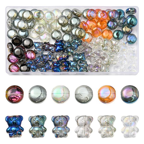 PandaHall 90Pcs 12 Style Electroplate Glass Beads Strands, AB Color & Rainbow Plated, Flat Round & Bear, Mixed Color..., Multicolor
PandaHall 90Pcs 12 Style Electroplate Glass Beads Strands, AB Color & Rainbow Plated, Flat Round & Bear, Mixed Color..., Multicolor