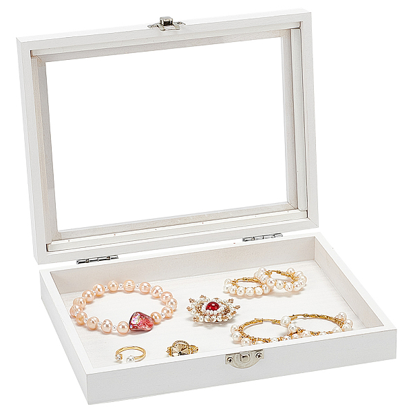 PandaHall Rectangle Wooden Jewelry Presentation Box, with Visible Glass Lid and Iron Clasp, for Arts Hobbies and Home Storage, White...
PandaHall Rectangle Wooden Jewelry Presentation Box, with Visible Glass Lid and Iron Clasp, for Arts Hobbies and Home Storage, White...
