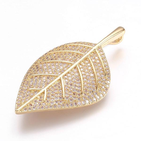 PandaHall Brass Micro Pave Cubic Zirconia Pendants, Real 18K Gold Plated, Leaf, 41.5x23x5mm, Hole: 2x4mm Brass+Cubic Zirconia Leaf
PandaHall Brass Micro Pave Cubic Zirconia Pendants, Real 18K Gold Plated, Leaf, 41.5x23x5mm, Hole: 2x4mm Brass+Cubic Zirconia Leaf