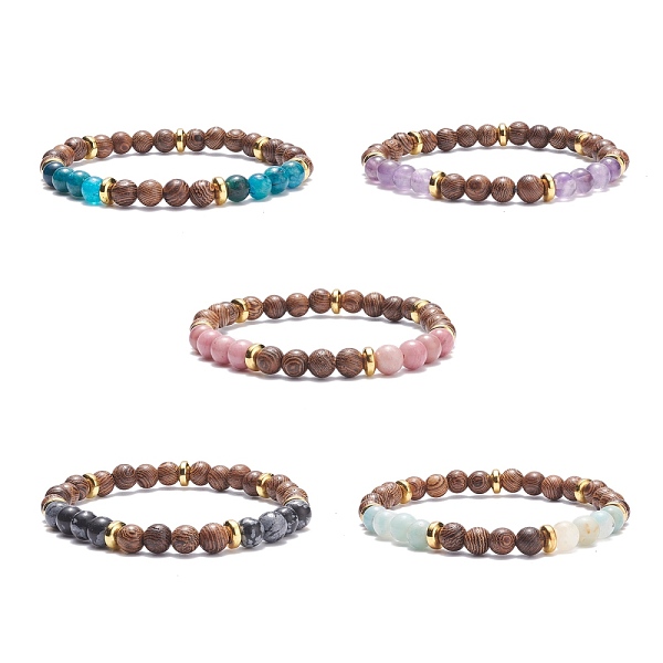 PandaHall Natural Wenge Wood & Gemstone Round Beaded Stretch Bracelet for Women, Inner Diameter: 2-1/4 inch(5.6cm) Mixed Stone
PandaHall Natural Wenge Wood & Gemstone Round Beaded Stretch Bracelet for Women, Inner Diameter: 2-1/4 inch(5.6cm) Mixed Stone