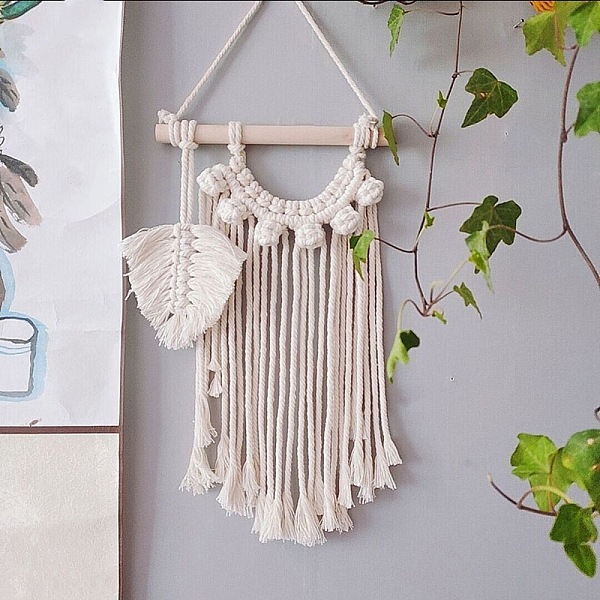PandaHall Cotton Cord Macrame Woven Tassel Wall Hanging, Boho Style Hanging Ornament with Wood Sticks, for Home Decoration, Floral White...
PandaHall Cotton Cord Macrame Woven Tassel Wall Hanging, Boho Style Hanging Ornament with Wood Sticks, for Home Decoration, Floral White...