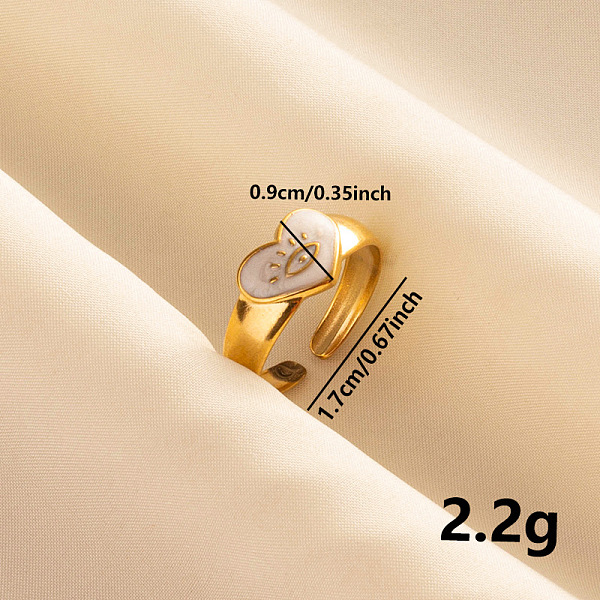 PandaHall Vintage 304 Stainless Steel Enamel Cuff Ring, Heart with Eye Wide Band Open Ring for Women, Golden 304 Stainless Steel Heart
PandaHall Vintage 304 Stainless Steel Enamel Cuff Ring, Heart with Eye Wide Band Open Ring for Women, Golden 304 Stainless Steel Heart