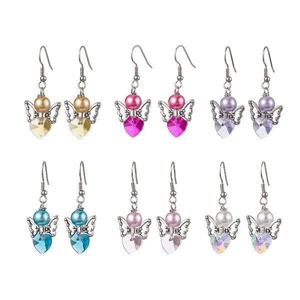 PandaHall Alloy Glass Angel Dangle Earrings for Women, Mixed Color, 45x18mm, 6 Pairs/set Glass Angel & Fairy Multicolor
PandaHall Alloy Glass Angel Dangle Earrings for Women, Mixed Color, 45x18mm, 6 Pairs/set Glass Angel & Fairy Multicolor