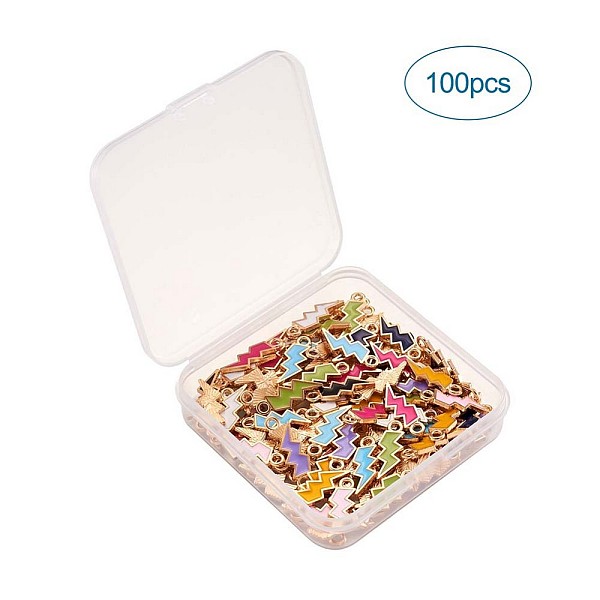 PandaHall Alloy Enamel Pendants, Lightning, Light Gold, Mixed Color, 20.5x7.5x1.5mm, Hole: 2mm, 10 colors, 10pcs/color, 100pcs/box..., Multicolor
PandaHall Alloy Enamel Pendants, Lightning, Light Gold, Mixed Color, 20.5x7.5x1.5mm, Hole: 2mm, 10 colors, 10pcs/color, 100pcs/box..., Multicolor