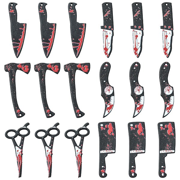 PandaHall 12Pcs 6 Styles Opaque Resin Halloween Horror Goth Pendants, Bloody Knife/Axe/Scissor Charm, for Jewelry Earring Making, Black...
PandaHall 12Pcs 6 Styles Opaque Resin Halloween Horror Goth Pendants, Bloody Knife/Axe/Scissor Charm, for Jewelry Earring Making, Black...