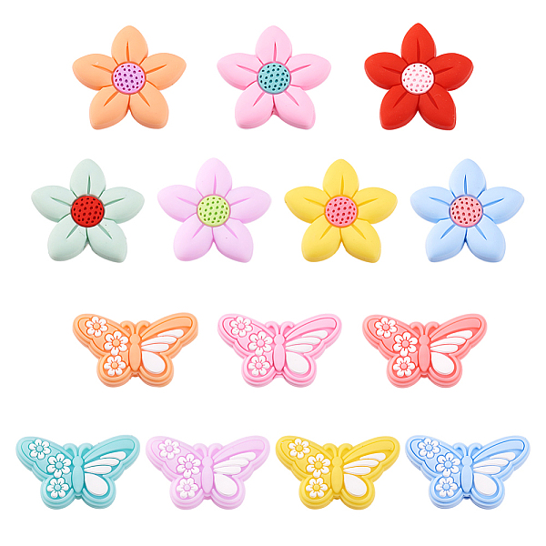 PandaHall 14Pcs 14 Style Butterfly & Flower Food Grade Eco-Friendly Silicone Beads, Chewing Beads For Teethers, DIY Nursing Necklaces..., Multicolor
PandaHall 14Pcs 14 Style Butterfly & Flower Food Grade Eco-Friendly Silicone Beads, Chewing Beads For Teethers, DIY Nursing Necklaces..., Multicolor