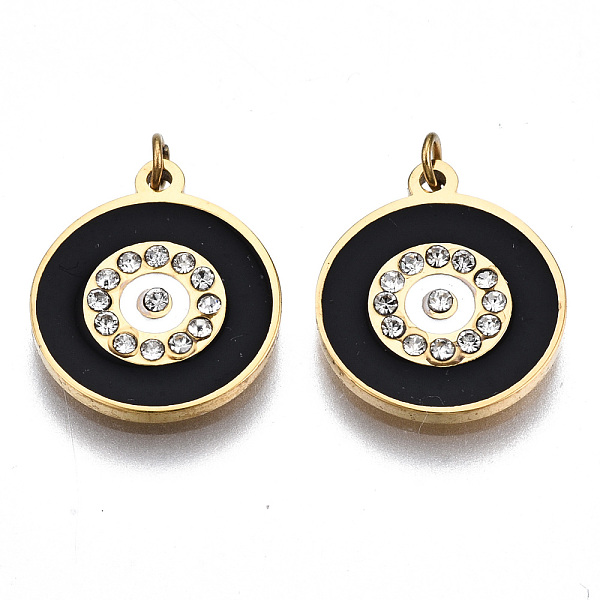 PandaHall 316 Surgical Stainless Steel Enamel Charms, with Jump Rings and Crystal Rhinestone, Real 14K Gold Plated, Flat Round, Black...
PandaHall 316 Surgical Stainless Steel Enamel Charms, with Jump Rings and Crystal Rhinestone, Real 14K Gold Plated, Flat Round, Black...