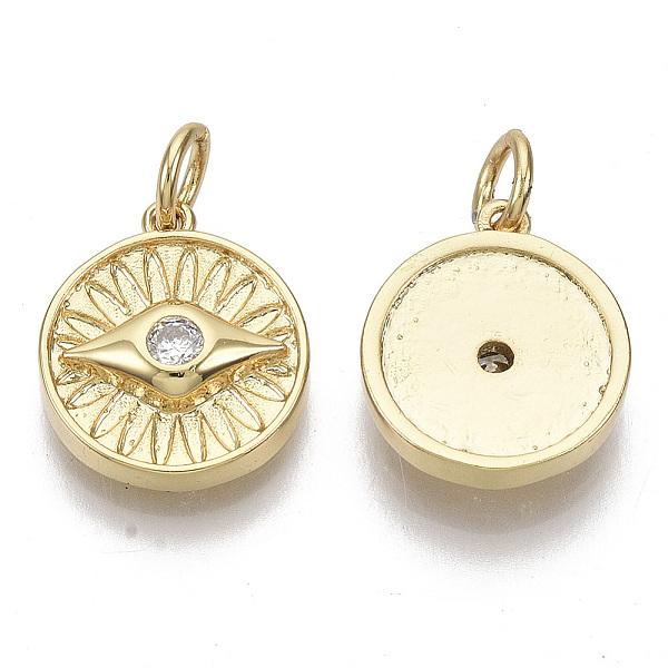 PandaHall Brass Micro Pave Cubic Zirconia Pendants, with Jump Rings, Nickel Free, Flat Round with Eye, Clear, Real 16K Gold Plated...
PandaHall Brass Micro Pave Cubic Zirconia Pendants, with Jump Rings, Nickel Free, Flat Round with Eye, Clear, Real 16K Gold Plated...