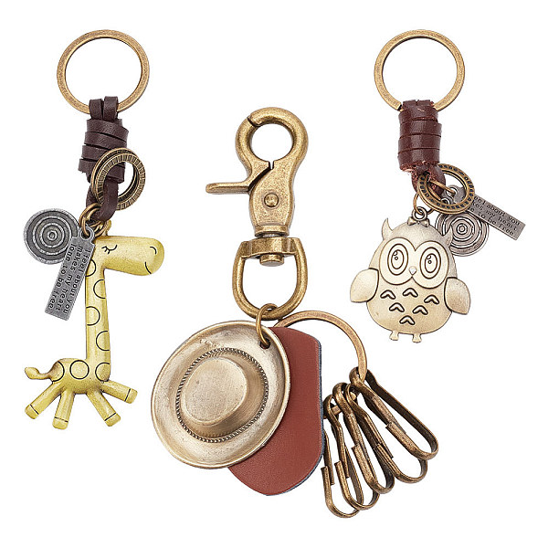 PandaHall arricraft 3 Pcs 3 Styles Retro Cowhide Keychains, Alloy Pendant Keychain Braided Cowhide Owl/Giraffe/Cowboy Hat Keychain for Woman...
PandaHall arricraft 3 Pcs 3 Styles Retro Cowhide Keychains, Alloy Pendant Keychain Braided Cowhide Owl/Giraffe/Cowboy Hat Keychain for Woman...