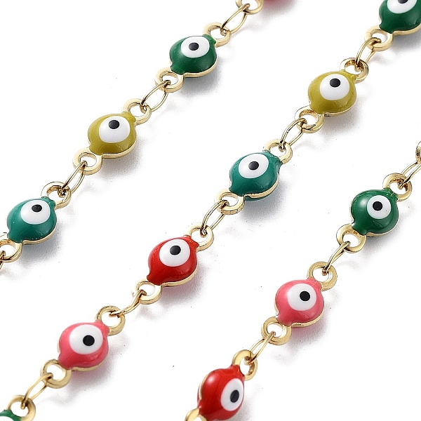 PandaHall 304 Stainless Steel Link Chains, with Resin & Enamel & Spool, Unwelded, Real 18K Gold Plated, Eye, Colorful, 9.5x4x3mm, about...
PandaHall 304 Stainless Steel Link Chains, with Resin & Enamel & Spool, Unwelded, Real 18K Gold Plated, Eye, Colorful, 9.5x4x3mm, about...
