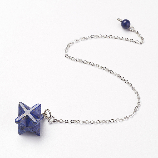 PandaHall Chakra Natural Lapis Lazuli Dowsing Pendulums, with Brass Chains, Merkaba Star, 215~230mm Lapis Lazuli Merkaba Star Blue
PandaHall Chakra Natural Lapis Lazuli Dowsing Pendulums, with Brass Chains, Merkaba Star, 215~230mm Lapis Lazuli Merkaba Star Blue