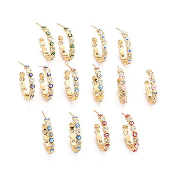 PandaHall C-shape with Evil Eye Enamel Stud Earrings, Real 18K Gold Plated Brass Micro Pave Clear Cubic Zirconia Half Hoop Earrings for..., Multicolor
PandaHall C-shape with Evil Eye Enamel Stud Earrings, Real 18K Gold Plated Brass Micro Pave Clear Cubic Zirconia Half Hoop Earrings for..., Multicolor