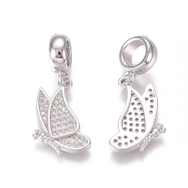 PandaHall Brass Micro Pave Clear Cubic Zirconia European Dangle Charms, Large Hole Pendants, Butterfly, Platinum, 25mm, Hole: 5mm, Butterfly...
PandaHall Brass Micro Pave Clear Cubic Zirconia European Dangle Charms, Large Hole Pendants, Butterfly, Platinum, 25mm, Hole: 5mm, Butterfly...