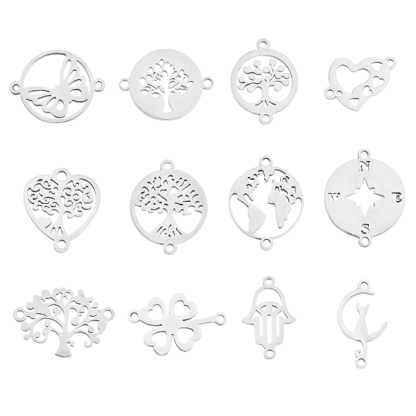 PandaHall 12Pcs 12 Styles 201 Stainless Steel Connector Charms, Heart & Flat Round with Tree & Compass, Mixed Shapes, Stainless Steel Color...
PandaHall 12Pcs 12 Styles 201 Stainless Steel Connector Charms, Heart & Flat Round with Tree & Compass, Mixed Shapes, Stainless Steel Color...