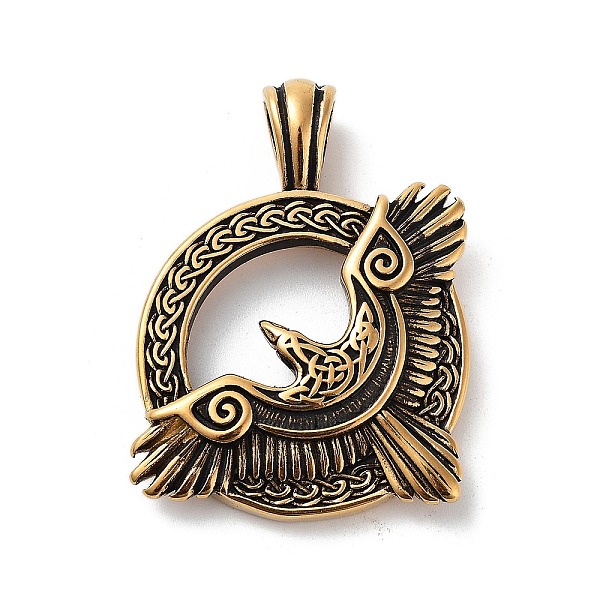 PandaHall 304 Stainless Steel Pendants, Flat Round with Eagle Charm, Antique Golden, 40x30x5.7mm, Hole: 4.8x6mm 304 Stainless Steel Flat...
PandaHall 304 Stainless Steel Pendants, Flat Round with Eagle Charm, Antique Golden, 40x30x5.7mm, Hole: 4.8x6mm 304 Stainless Steel Flat...