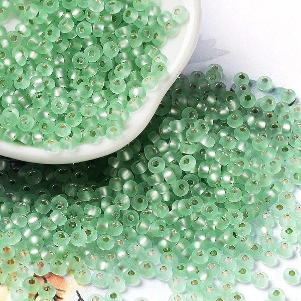PandaHall 8/0 Glass Seed Beads, Frosted, Silver Lined, Round, Light Green, 3x2mm, Hole: 1mm Glass
PandaHall 8/0 Glass Seed Beads, Frosted, Silver Lined, Round, Light Green, 3x2mm, Hole: 1mm Glass