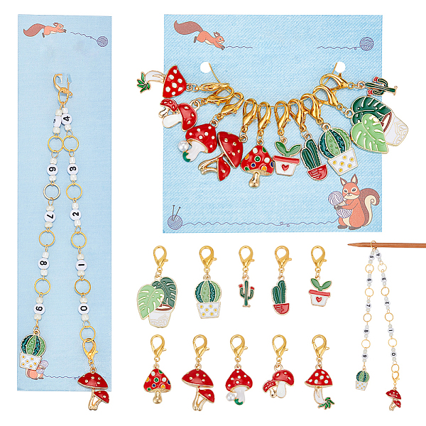 PandaHall Knitting Row Counter Chains & Locking Stitch Markers Kits, with Mushroom & Cactus Alloy Enamel Pendant and Acrylic Beads, Mixed..., Multicolor
PandaHall Knitting Row Counter Chains & Locking Stitch Markers Kits, with Mushroom & Cactus Alloy Enamel Pendant and Acrylic Beads, Mixed..., Multicolor