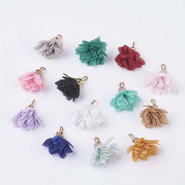 PandaHall Cloth Flower Pendants Decoration, with Golden Tone Iron Findings, Mixed Color, 17~18x15~19mm, Hole: 1x3mm Cloth Flower Multicolor
PandaHall Cloth Flower Pendants Decoration, with Golden Tone Iron Findings, Mixed Color, 17~18x15~19mm, Hole: 1x3mm Cloth Flower Multicolor
