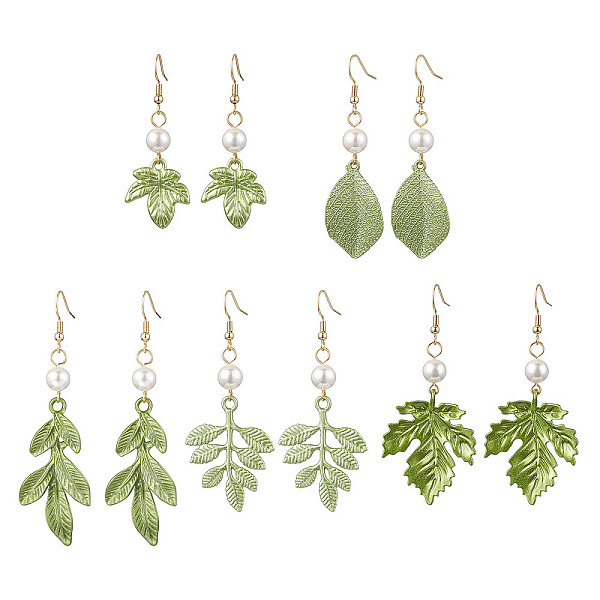 PandaHall Painting Alloy Dangle Earrings, with 304 Stainless Steel Earring Hooks and Shell Pearl Beads, Leaf, Yellow Green, 53.5~78x19~30mm...
PandaHall Painting Alloy Dangle Earrings, with 304 Stainless Steel Earring Hooks and Shell Pearl Beads, Leaf, Yellow Green, 53.5~78x19~30mm...