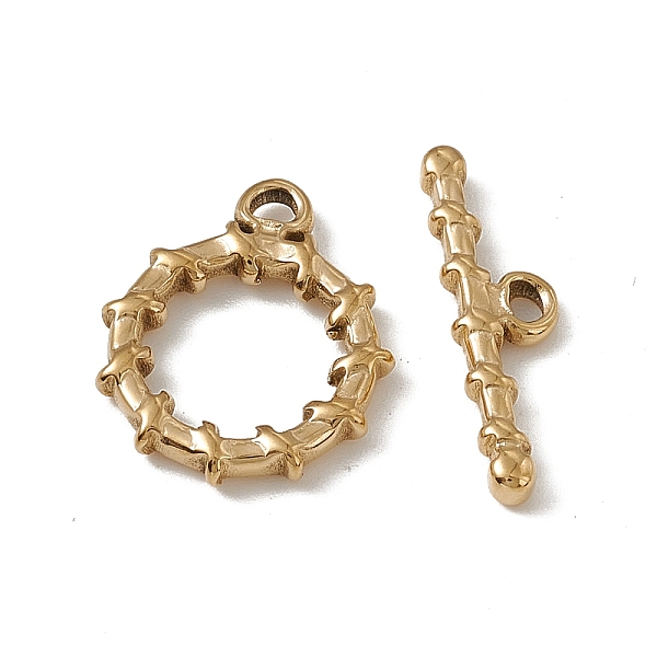 PandaHall Vacuum Plating 201 Stainless Steel Toggle Clasps, Textured Ring, Real 18K Gold Plated, Ring: 19x15.5x2.5mm, Bar: 6x21.5x2.5mm...
PandaHall Vacuum Plating 201 Stainless Steel Toggle Clasps, Textured Ring, Real 18K Gold Plated, Ring: 19x15.5x2.5mm, Bar: 6x21.5x2.5mm...