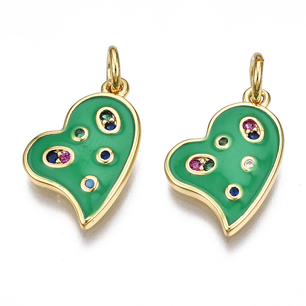 PandaHall Brass Micro Pave Cubic Zirconia Enamel Charms, with Jump Rings, Nickel Free, Heart, Real 16K Gold Plated, Green, 10.5x13.5x2mm...
PandaHall Brass Micro Pave Cubic Zirconia Enamel Charms, with Jump Rings, Nickel Free, Heart, Real 16K Gold Plated, Green, 10.5x13.5x2mm...