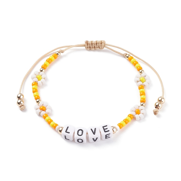 PandaHall Love Word Acrylic Cube Braided Beaded Bracelets, Adjustable Flower Glass Seed Bead Bracelets, Gold, Inner Diameter: 2~3-7/8 inch...
PandaHall Love Word Acrylic Cube Braided Beaded Bracelets, Adjustable Flower Glass Seed Bead Bracelets, Gold, Inner Diameter: 2~3-7/8 inch...