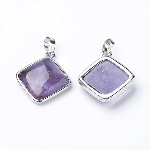 PandaHall Natural Amethyst Pendants, with Brass Findings, Rhombus, Platinum, 25x29x7mm, Hole: 5x7mm, 18x18mm Amethyst Rhombus
PandaHall Natural Amethyst Pendants, with Brass Findings, Rhombus, Platinum, 25x29x7mm, Hole: 5x7mm, 18x18mm Amethyst Rhombus