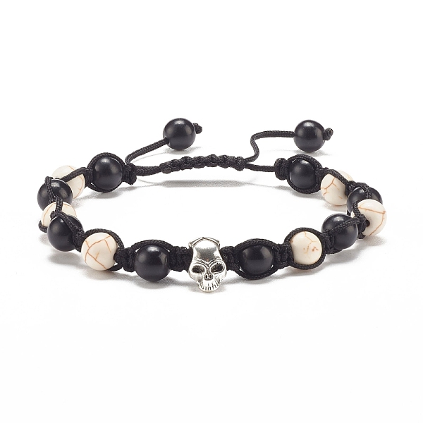PandaHall Round Synthetic Turquoise(Dyed) Braided Bead Bracelet with Alloy Skull, Gemstone Jewelry for Women, White, Inner Diameter...
PandaHall Round Synthetic Turquoise(Dyed) Braided Bead Bracelet with Alloy Skull, Gemstone Jewelry for Women, White, Inner Diameter...