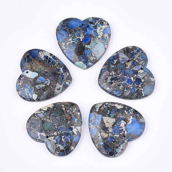 PandaHall Synthetic Gold Line Regalite/Imperial Jasper/Sea Sediment Jasper Pendants, Dyed, Heart, Royal Blue, 38.5~39.5x40~40.5x7~7.5mm...
PandaHall Synthetic Gold Line Regalite/Imperial Jasper/Sea Sediment Jasper Pendants, Dyed, Heart, Royal Blue, 38.5~39.5x40~40.5x7~7.5mm...