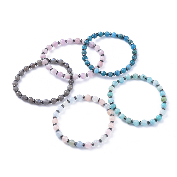 PandaHall Natural Mixed Stone Stretch Bracelets, with Non-Magnetic Synthetic Hematite Spacer Beads, 2-1/4 inch(5.7cm) Mixed Stone
PandaHall Natural Mixed Stone Stretch Bracelets, with Non-Magnetic Synthetic Hematite Spacer Beads, 2-1/4 inch(5.7cm) Mixed Stone