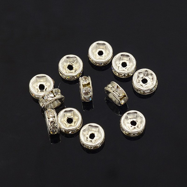 PandaHall Brass Rhinestone Spacer Beads, Grade A, Straight Flange, Silver Color Plated, Rondelle, Crystal, 6x3mm, Hole: 1mm Brass+Rhinestone..., Clear
PandaHall Brass Rhinestone Spacer Beads, Grade A, Straight Flange, Silver Color Plated, Rondelle, Crystal, 6x3mm, Hole: 1mm Brass+Rhinestone..., Clear