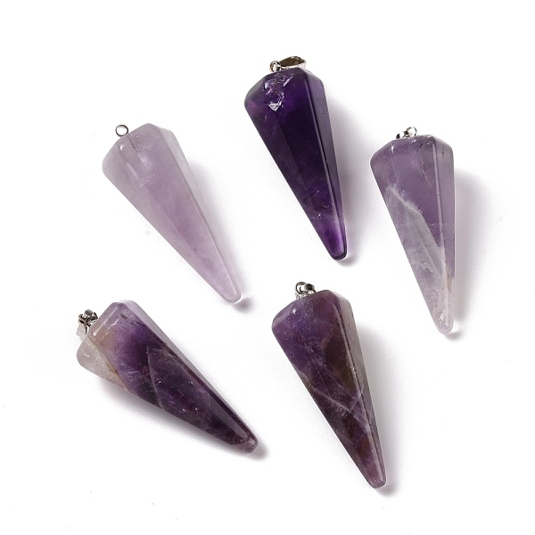 PandaHall Natural Amethyst Pendants, with Platinum Plated Brass Findings, Faceted, Cone, 35~36x13~14x12~12.5mm, Hole: 2.7x6.5mm Amethyst...
PandaHall Natural Amethyst Pendants, with Platinum Plated Brass Findings, Faceted, Cone, 35~36x13~14x12~12.5mm, Hole: 2.7x6.5mm Amethyst...
