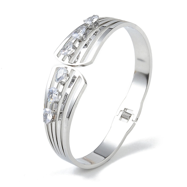 PandaHall 304 Stainless Steel Crystal Rhinestone Hollow Hinged Bangles for Women, Stainless Steel Color, Inner Diameter: 1-7/8x2-3/8 inch..., Clear
PandaHall 304 Stainless Steel Crystal Rhinestone Hollow Hinged Bangles for Women, Stainless Steel Color, Inner Diameter: 1-7/8x2-3/8 inch..., Clear
