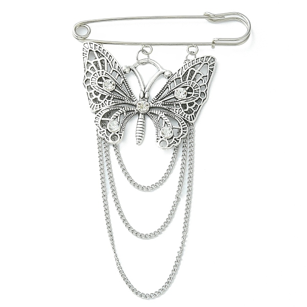 PandaHall Butterfly Tibetan Style Alloy Rhinestone Charm Safety Pin Brooch, Iron Kilt Pin, Antique Silver & Platinum, 130x76mm...
PandaHall Butterfly Tibetan Style Alloy Rhinestone Charm Safety Pin Brooch, Iron Kilt Pin, Antique Silver & Platinum, 130x76mm...