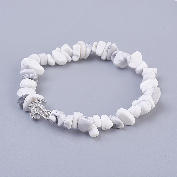 PandaHall Synthetic Howlite Beads Stretch Bracelets, with Brass Micro Pave Cubic Zirconia Beads, Chip and Cross, Platinum, 2-1/8 inch...
PandaHall Synthetic Howlite Beads Stretch Bracelets, with Brass Micro Pave Cubic Zirconia Beads, Chip and Cross, Platinum, 2-1/8 inch...