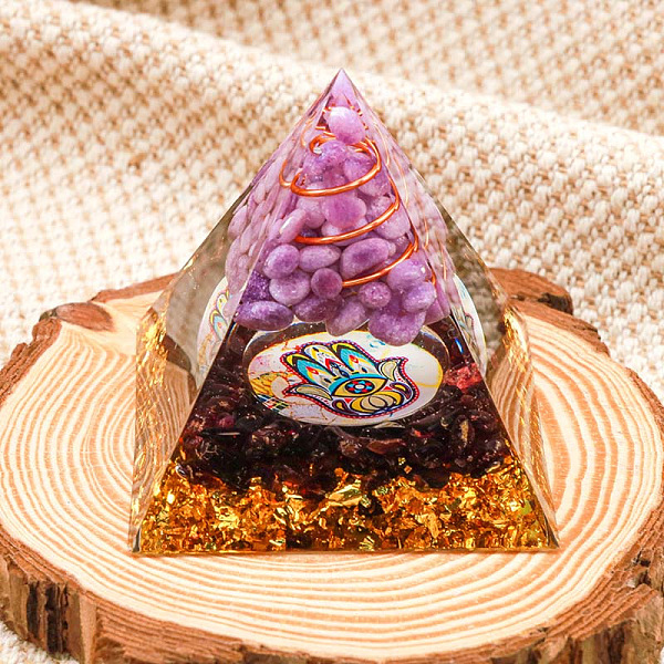 PandaHall Resin Orgonite Pyramid Home Display Decorations, with Natural Gemstone Chips, Orchid, 60x60x60mm Resin Pyramid Purple
PandaHall Resin Orgonite Pyramid Home Display Decorations, with Natural Gemstone Chips, Orchid, 60x60x60mm Resin Pyramid Purple