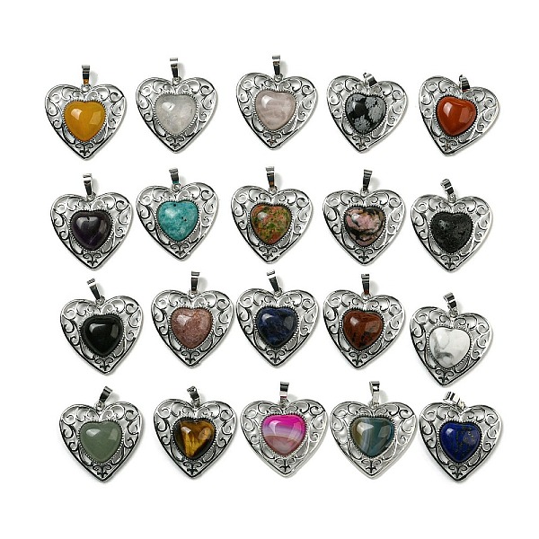 PandaHall Natural & Synthetic Mixed Gemstone Peach Love Heart Pendants, Rack Plating Brass Hollow Heart Charms, Cadmium Free & Lead Free...
PandaHall Natural & Synthetic Mixed Gemstone Peach Love Heart Pendants, Rack Plating Brass Hollow Heart Charms, Cadmium Free & Lead Free...