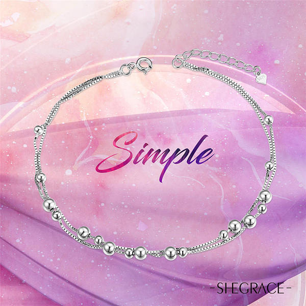 PandaHall SHEGRACE Rhodium Plated 925 Sterling Silver Multi-Strand Anklets, with Box Chains and Round Beads, Platinum, 8-1/4 inch(21cm)...
PandaHall SHEGRACE Rhodium Plated 925 Sterling Silver Multi-Strand Anklets, with Box Chains and Round Beads, Platinum, 8-1/4 inch(21cm)...