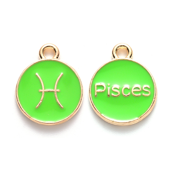 PandaHall Alloy Enamel Pendants, Cadmium Free & Lead Free, Flat Round with Constellation, Light Gold, Pale Green, Pisces, 15x12x2mm, Hole...
PandaHall Alloy Enamel Pendants, Cadmium Free & Lead Free, Flat Round with Constellation, Light Gold, Pale Green, Pisces, 15x12x2mm, Hole...