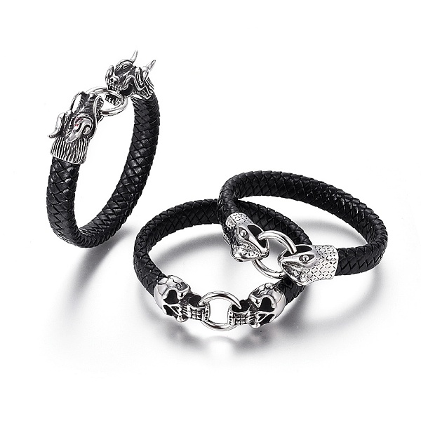 PandaHall Braided Leather Cord Bracelets, with 304 Stainless Steel Findings, Mixed Shapes, Black, Antique Silver, 8-5/8 inch~8-7/8 inch...
PandaHall Braided Leather Cord Bracelets, with 304 Stainless Steel Findings, Mixed Shapes, Black, Antique Silver, 8-5/8 inch~8-7/8 inch...