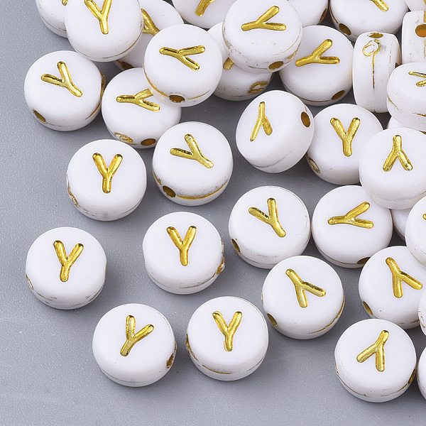 PandaHall Plating Acrylic Beads, Golden Metal Enlaced, Horizontal Hole, Flat Round with Alphabet, White, Letter.Y, 7x3.5mm, Hole: 1.2mm...
PandaHall Plating Acrylic Beads, Golden Metal Enlaced, Horizontal Hole, Flat Round with Alphabet, White, Letter.Y, 7x3.5mm, Hole: 1.2mm...