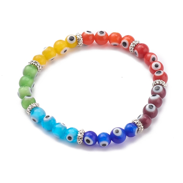 PandaHall Rainbow Round Evil Eye Lampwork Stretch Beaded Bracelets for Kids, with Alloy Spacer Beads, Antique Silver, Colorful, Inner...
PandaHall Rainbow Round Evil Eye Lampwork Stretch Beaded Bracelets for Kids, with Alloy Spacer Beads, Antique Silver, Colorful, Inner...