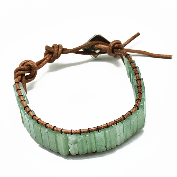 PandaHall Cowhide Leather Cord Bracelets, with Rectangle Natural Green Aventurine Beads and Alloy Findings, 9~11 inch(23~28cm) Green...
PandaHall Cowhide Leather Cord Bracelets, with Rectangle Natural Green Aventurine Beads and Alloy Findings, 9~11 inch(23~28cm) Green...