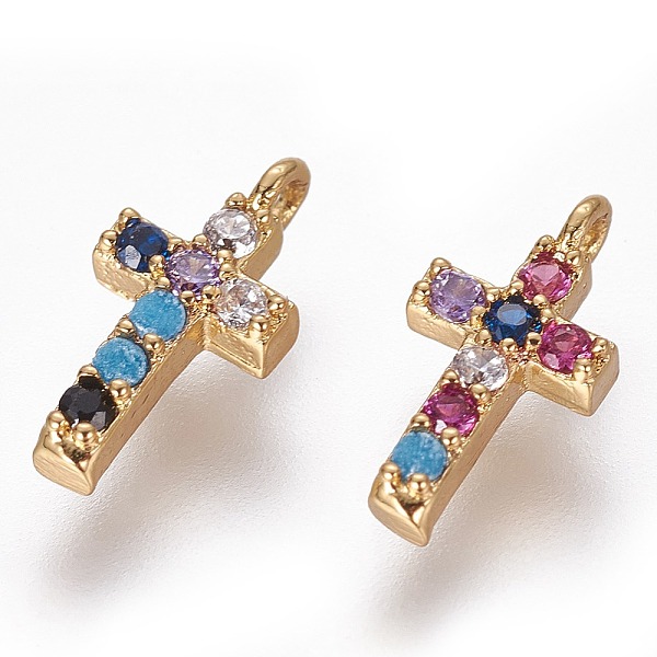 PandaHall Brass Micro Pave Cubic Zirconia Tiny Cross Charms, Golden, Colorful, 10x4.5x2mm, Hole: 1mm Brass+Cubic Zirconia Cross
PandaHall Brass Micro Pave Cubic Zirconia Tiny Cross Charms, Golden, Colorful, 10x4.5x2mm, Hole: 1mm Brass+Cubic Zirconia Cross