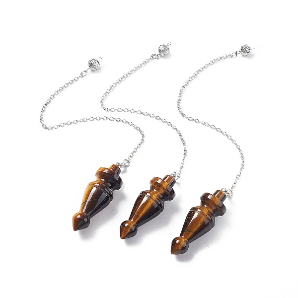 PandaHall Natural Tiger Eye Pointed Dowsing Pendulums, with Rack Plating Brass Findings, Cadmium Free & Lead Free, Cone, 232x2.5mm, Hole...
PandaHall Natural Tiger Eye Pointed Dowsing Pendulums, with Rack Plating Brass Findings, Cadmium Free & Lead Free, Cone, 232x2.5mm, Hole...