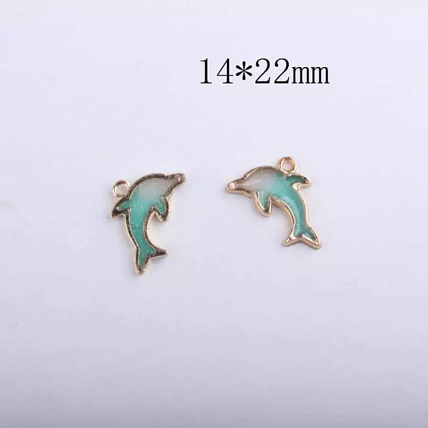 PandaHall Alloy Enamel Pendants, Dolphin Shape, Cadmium Free & Lead Free, Light Gold, Sea Green, 22x14mm, Hole: 1.5mm Alloy+Enamel Dolphin
PandaHall Alloy Enamel Pendants, Dolphin Shape, Cadmium Free & Lead Free, Light Gold, Sea Green, 22x14mm, Hole: 1.5mm Alloy+Enamel Dolphin