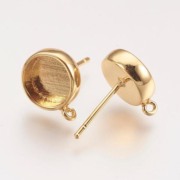 PandaHall Brass Ear Stud Findings, with Loop, Flat Round, Golden, Tray: 8mm, 15x10mm, Hole: 1mm, Pin: 0.7mm Brass Flat Round
PandaHall Brass Ear Stud Findings, with Loop, Flat Round, Golden, Tray: 8mm, 15x10mm, Hole: 1mm, Pin: 0.7mm Brass Flat Round