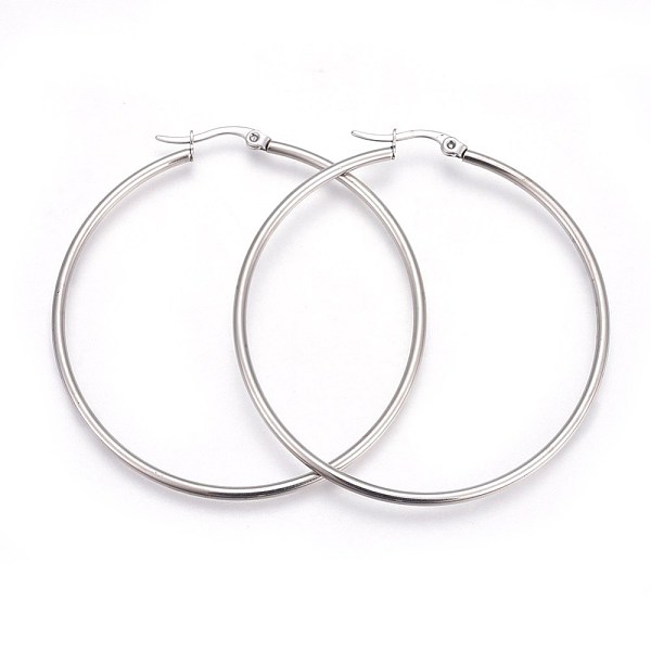 PandaHall 304 Stainless Steel Big Hoop Earrings, Stainless Steel Color, 56x54x2mm, 12 Gauge, Pin: 1mm 304 Stainless Steel Ring
PandaHall 304 Stainless Steel Big Hoop Earrings, Stainless Steel Color, 56x54x2mm, 12 Gauge, Pin: 1mm 304 Stainless Steel Ring