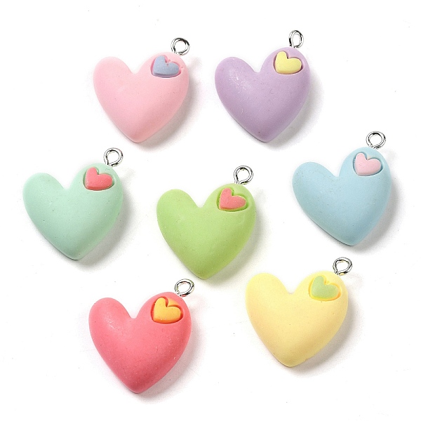 PandaHall Opaque Resin Pendants, Heart Charms with Platinum Plated Iron Loops, Mixed Color, 24x19x8mm, Hole: 2mm Iron+Resin Heart Multicolor
PandaHall Opaque Resin Pendants, Heart Charms with Platinum Plated Iron Loops, Mixed Color, 24x19x8mm, Hole: 2mm Iron+Resin Heart Multicolor
